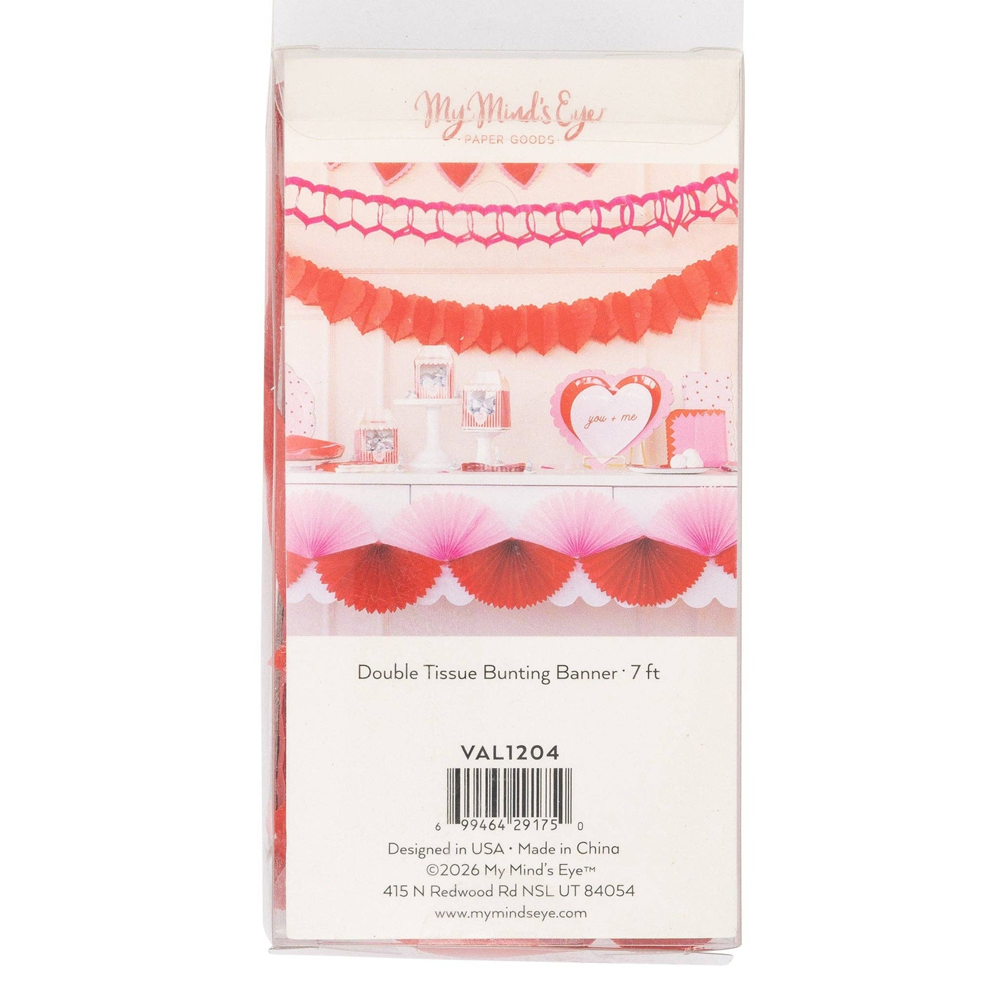 VAL1204 - Pink and Red Double Tissue Bunting Banner - SPARROW