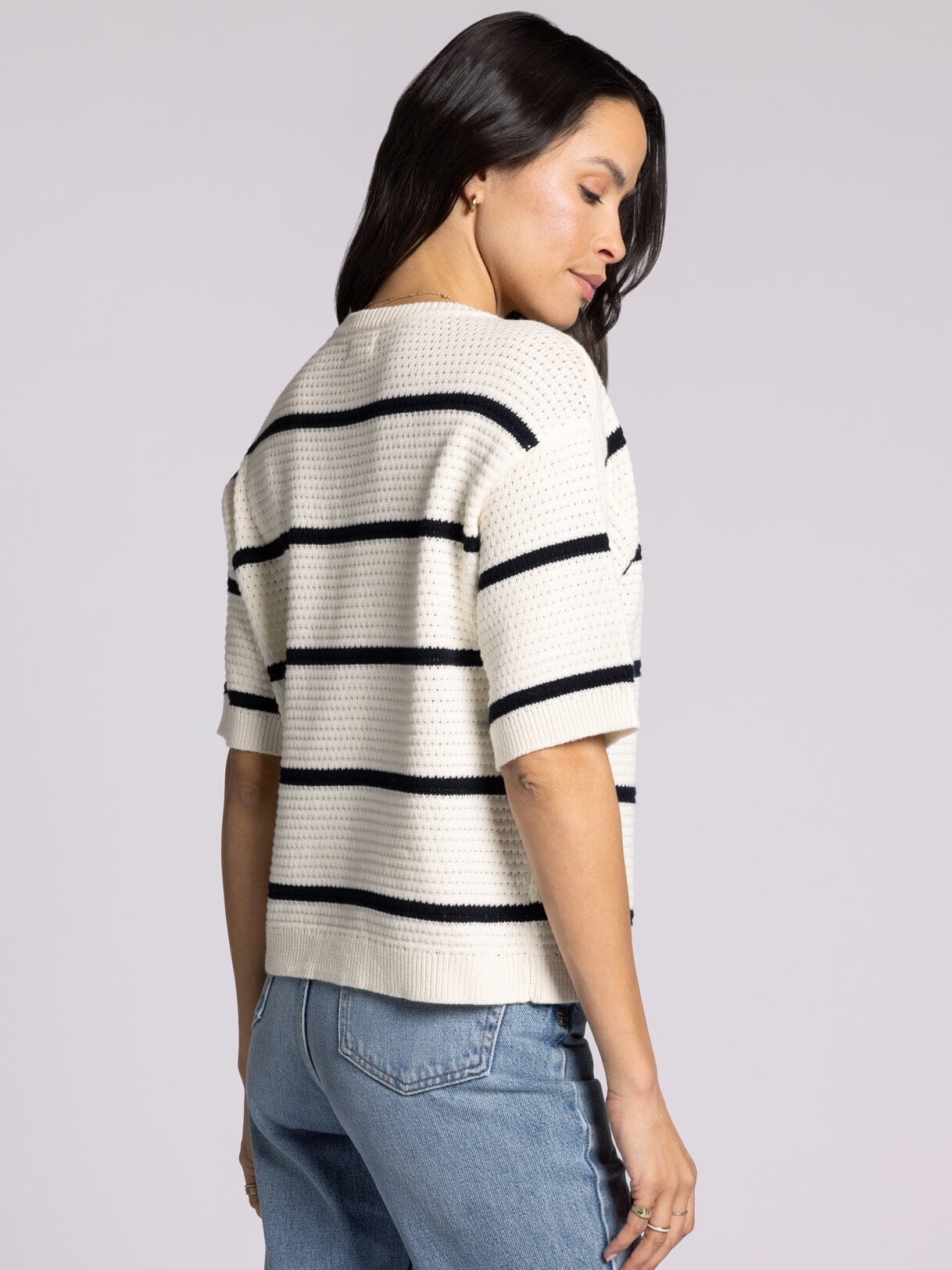 Viola Knit Tee - Black Ivory - SPARROW