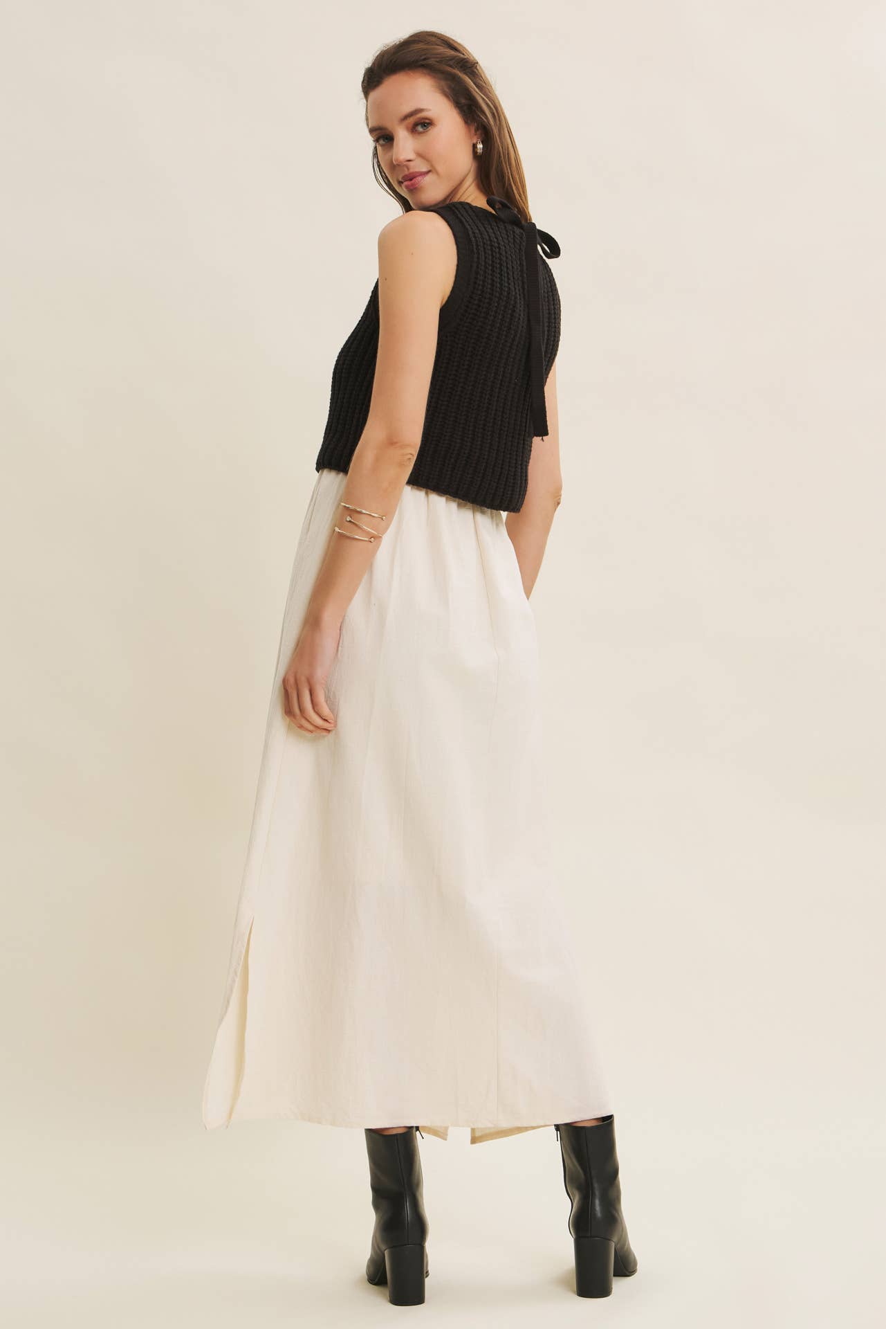 Wallis Dress - Black and Cream - SPARROW