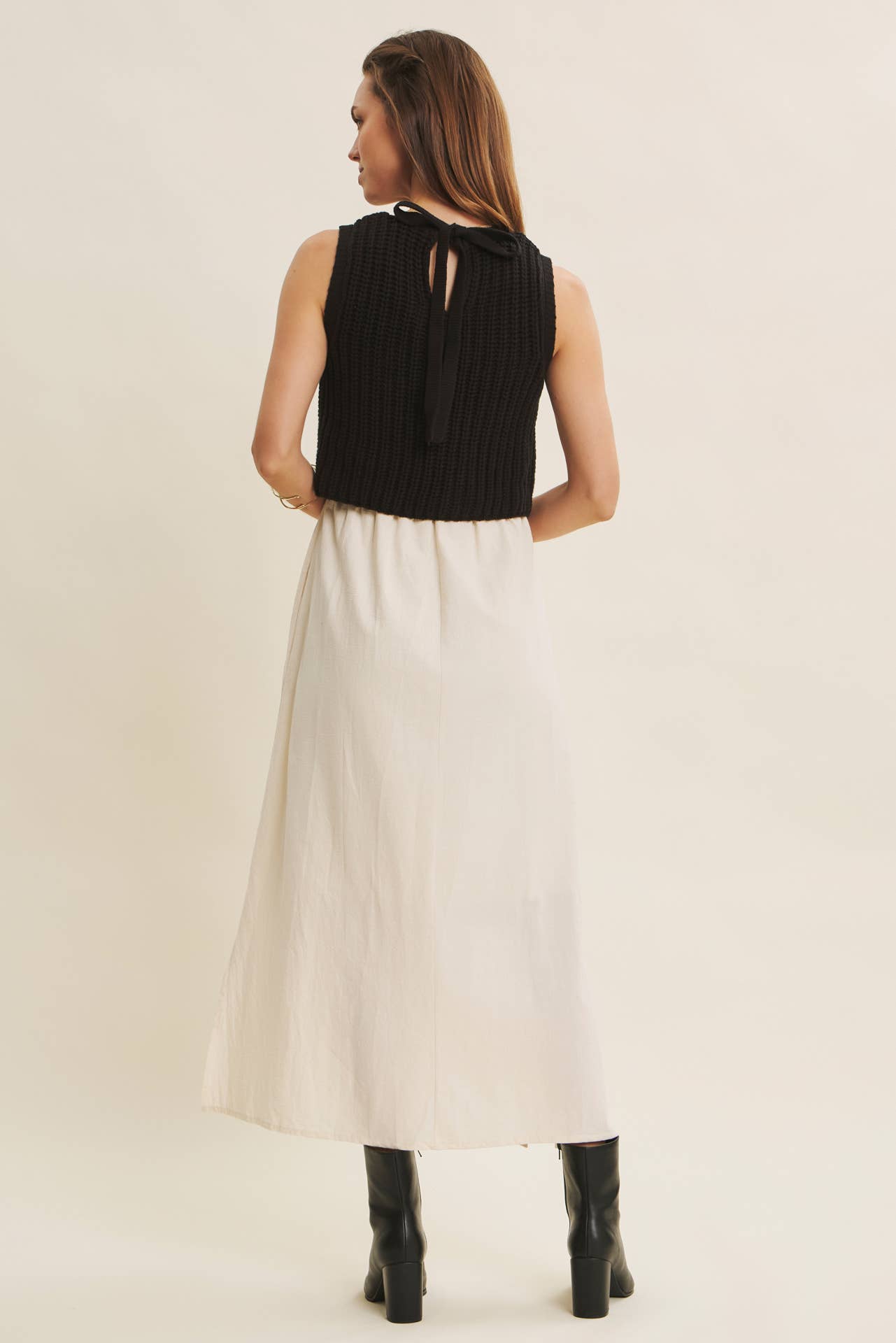 Wallis Dress - Black and Cream - SPARROW