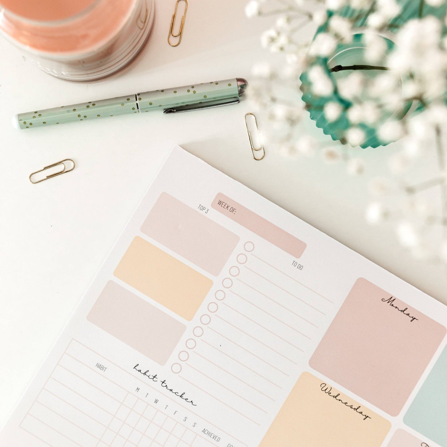 Weekly Planner Notepad – Tear - Off Desk Pad - SPARROW