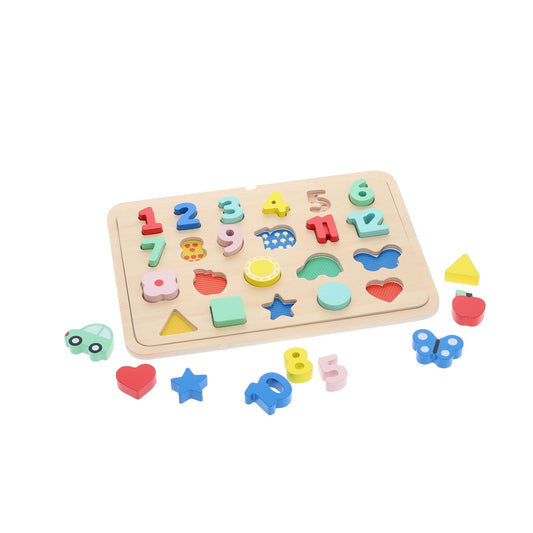 Wooden Tray Puzzle - Numbers, Shapes, Colors - SPARROW