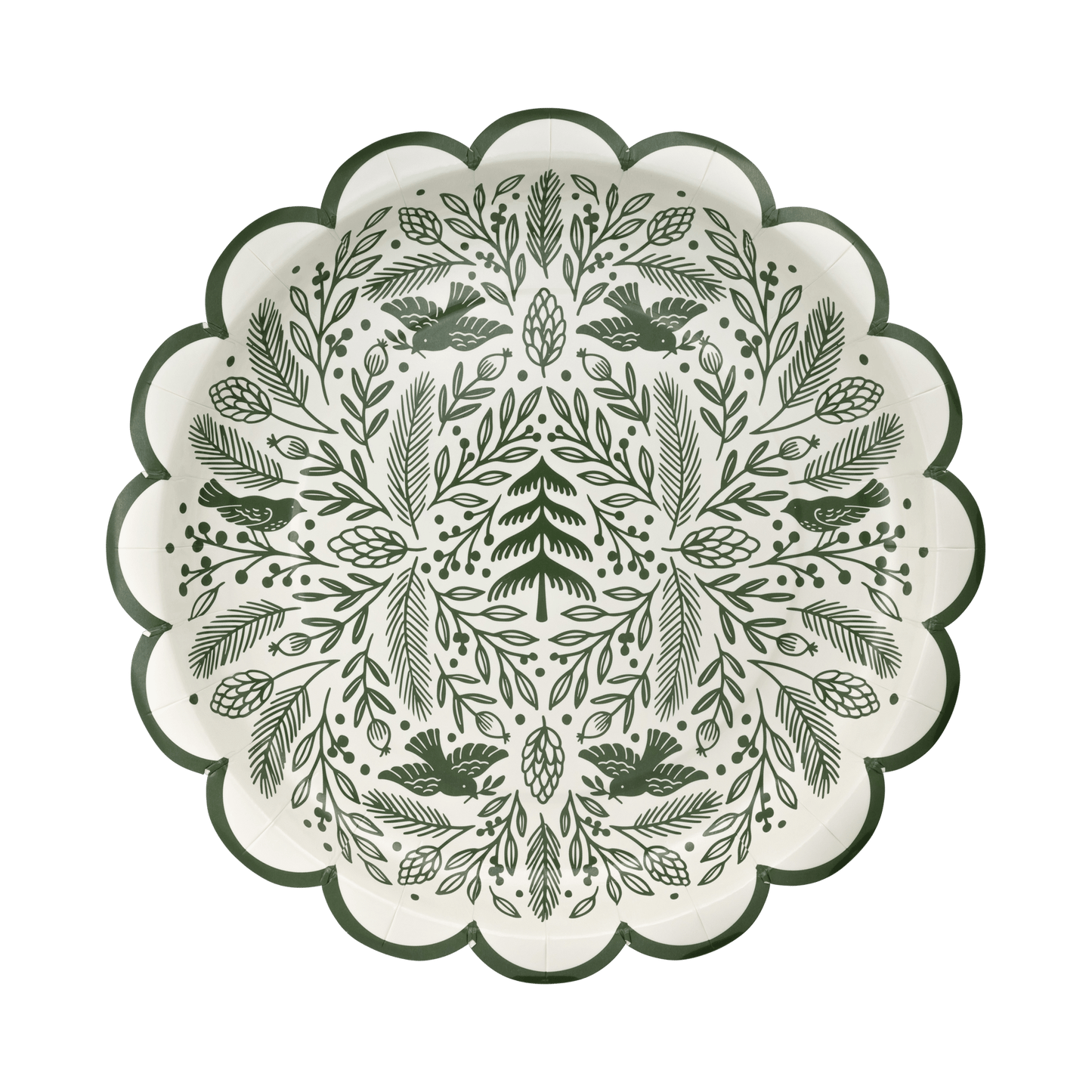 Woodland Scalloped 10" Plates - Set of 8 - SPARROW