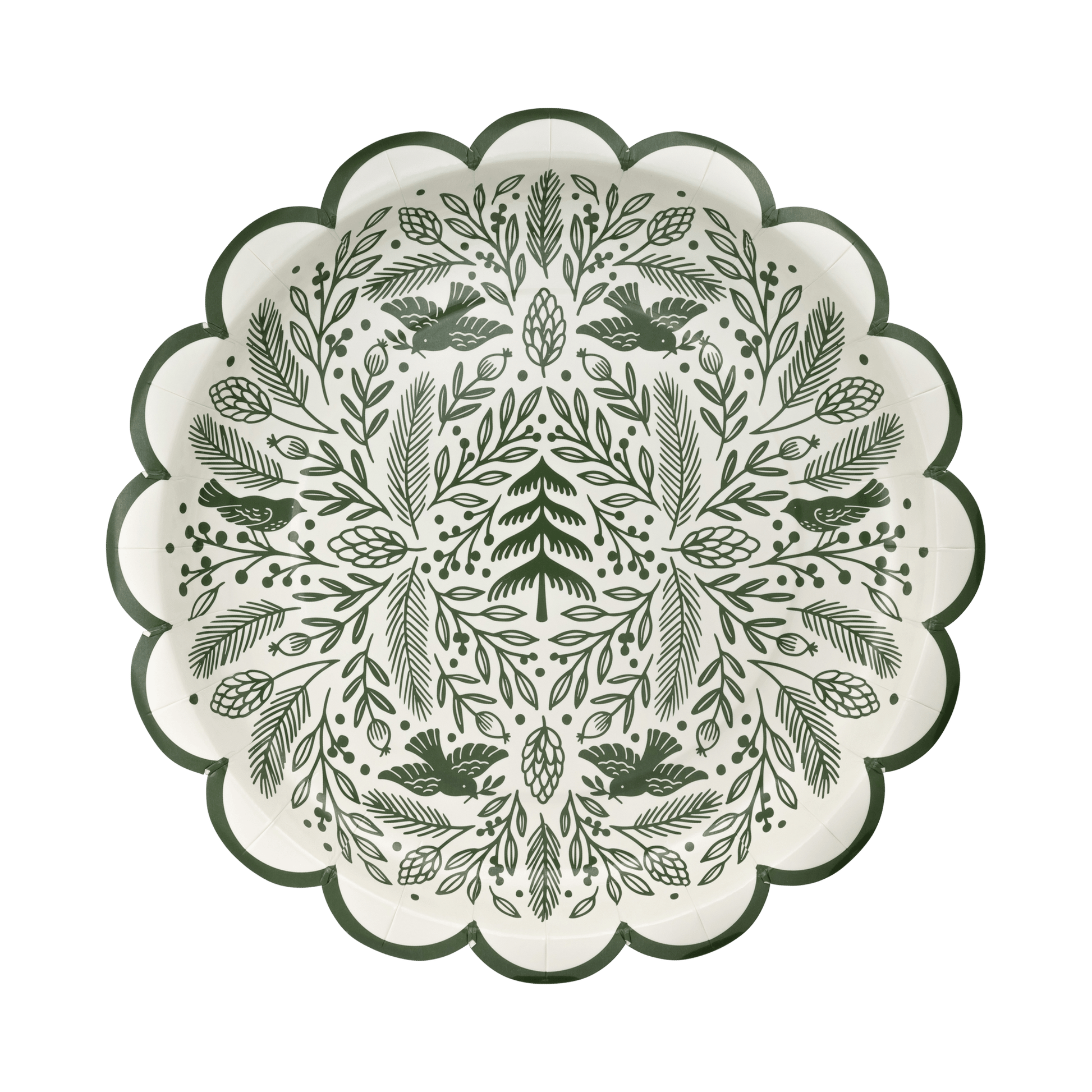 Woodland Scalloped 10" Plates - Set of 8 - SPARROW