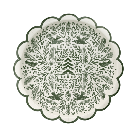 Woodland Scalloped 10" Plates - Set of 8 - SPARROW