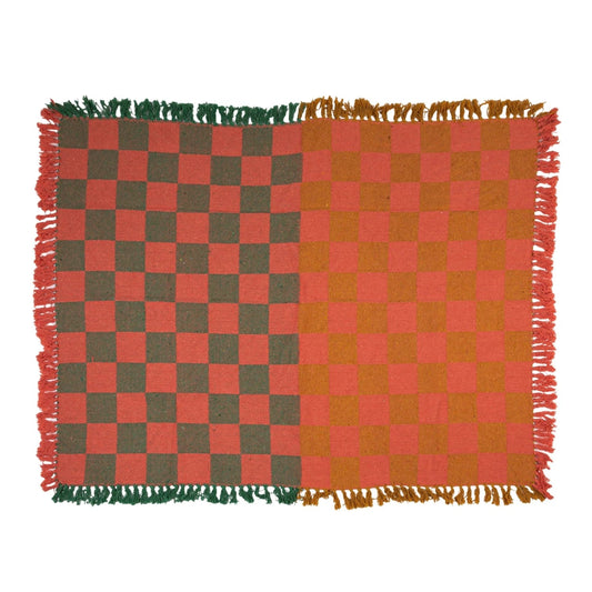 Woven Recycled Throw Blanket with Fringe - SPARROW