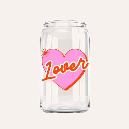 Lover Taylor Swift Valentine's Day Pink Heart Glass Cup