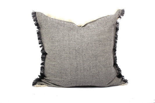 Large Square Herringbone Pillow in Dark Slate 24"