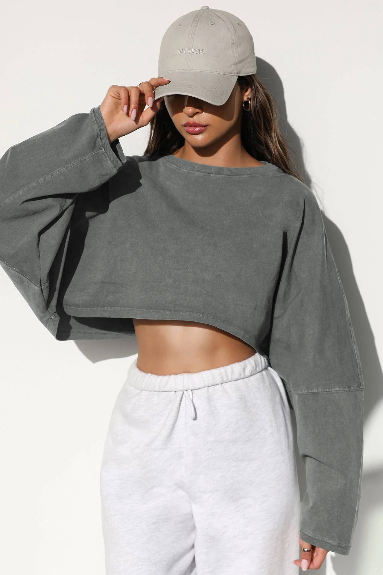 Amelia Crop Tee - Dark Grey